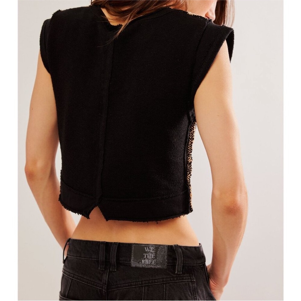 NWT Free People Lola Top / Black + Tan Combo - Picture 3 of 8